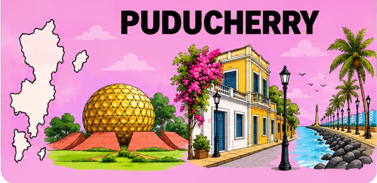 Puducherry French Quarter and Promenade Beach
